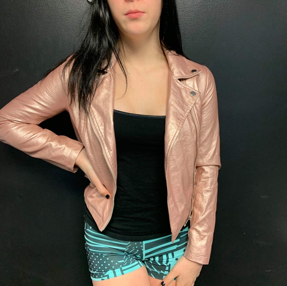 Forever 21 Rose Gold Moto Jacket